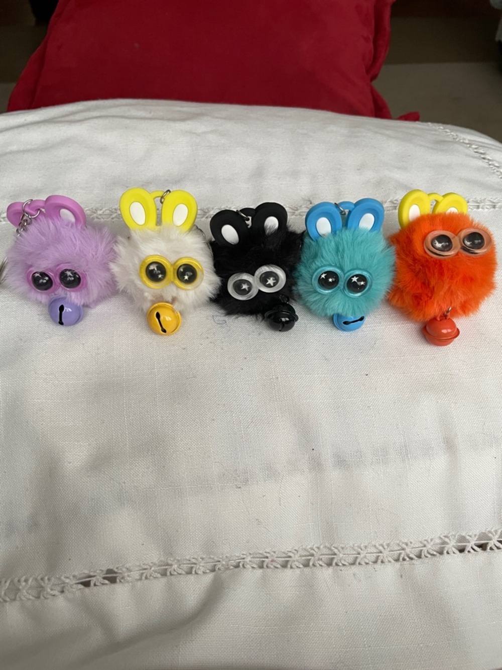 Colorful Small Pet Plush Bell Keychain - Assorted Colors